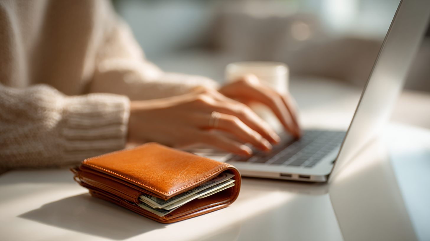 Modern office with laptop and sales charts